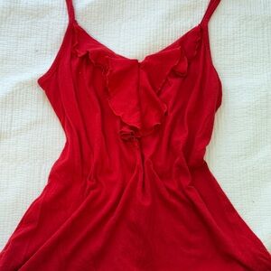 Old Navy Bright Red Cami Top with Ruffle Trim